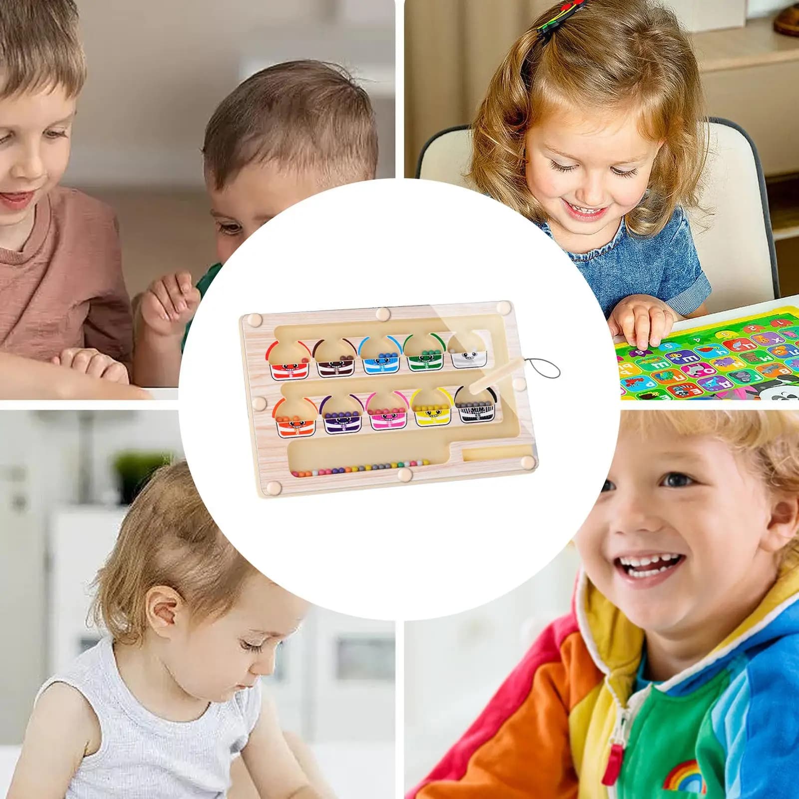 Magnetic Color and Number Maze Puzzle Board