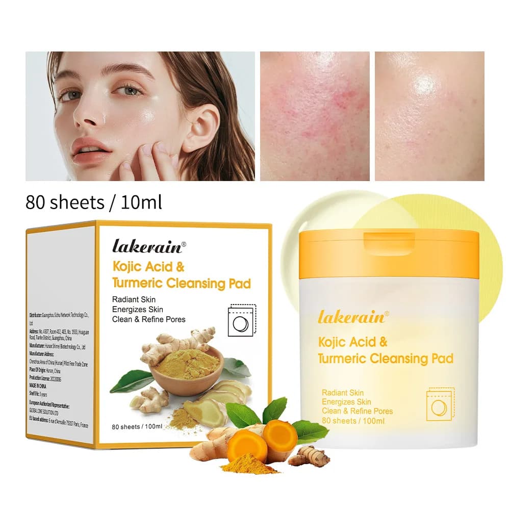 Kojic Acid And Turmeric Cleansing Pad Exfoliate Lighten Acne Scars Unclog Pores Turmeric Cleansing Pad Dark Spots With  Glycerol