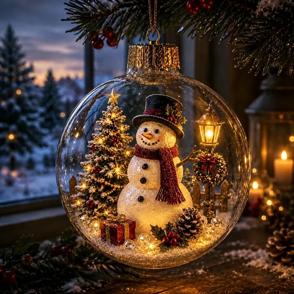 Lighted Glass Christmas Ball Ornament