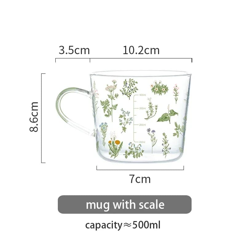 Glass Grass Pattern Drinking Mugs Set
