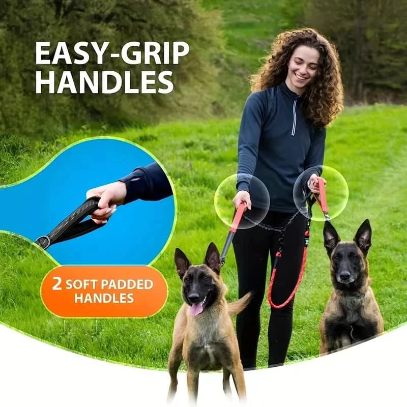 Dual Dog Leash Coupler with Padded Handles