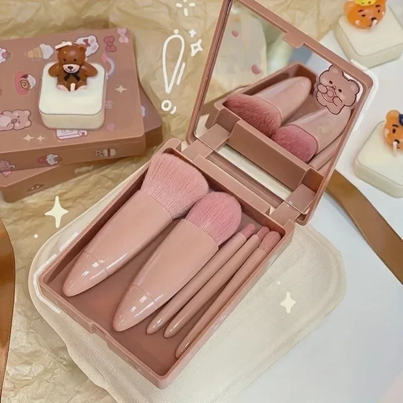 Makeup Brush Set with Mirror and Portable Box