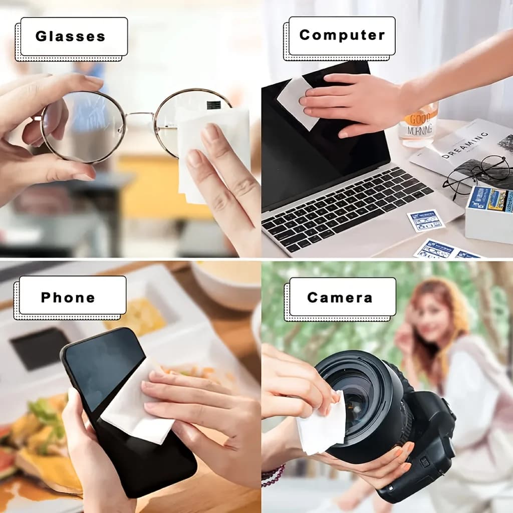 Disposable Glasses and Screen Cleaning Wipes