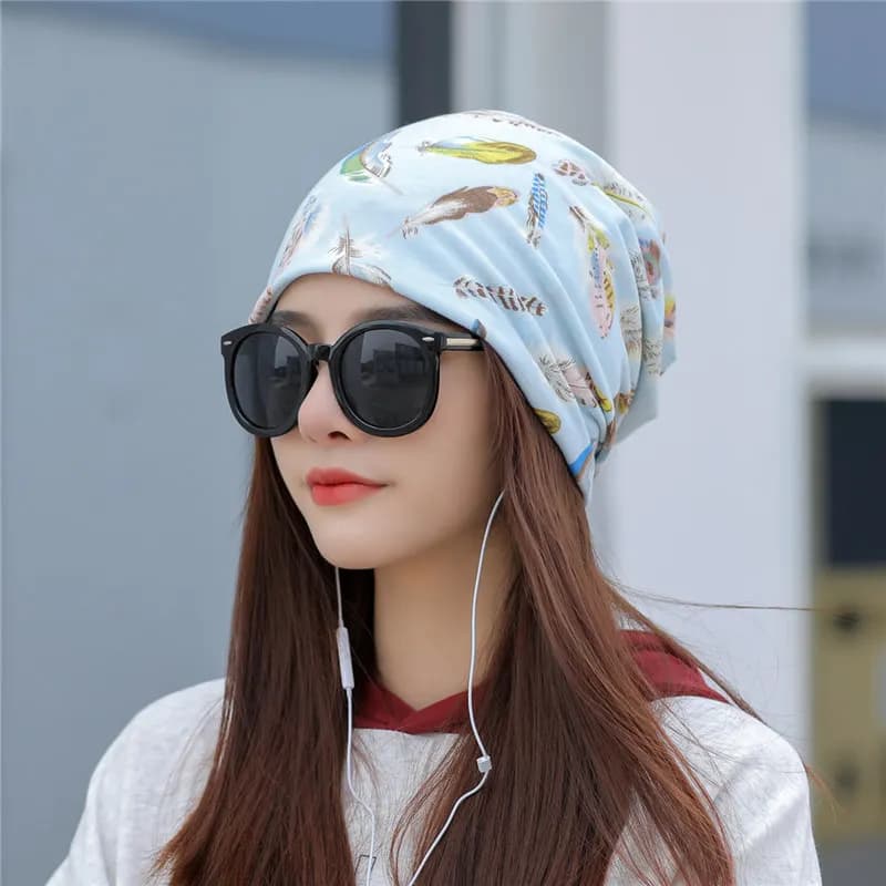 Feather Pattern Baggy Beanie