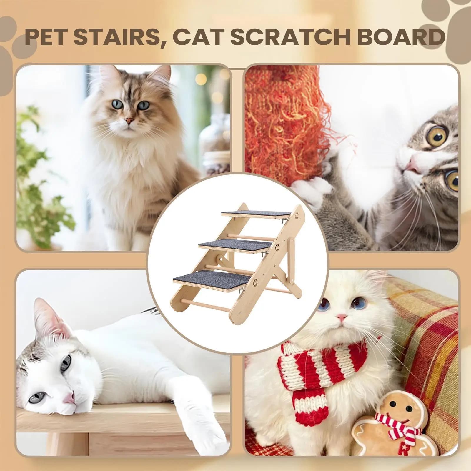Dog Stairs 3-Step Non-Slip Foldable Pet