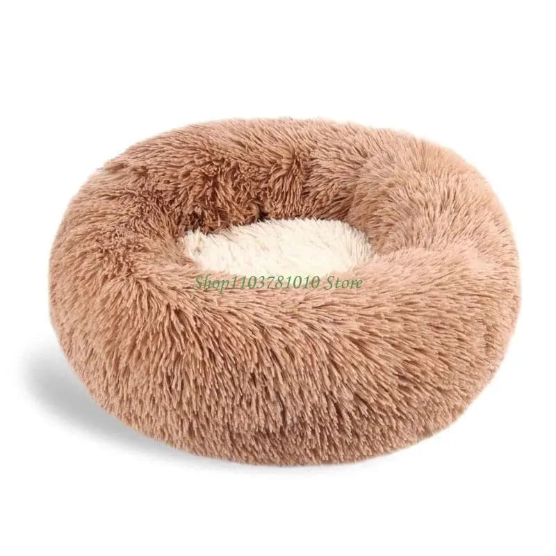 Round Plush Pet Bed for Small Dogs and Cats