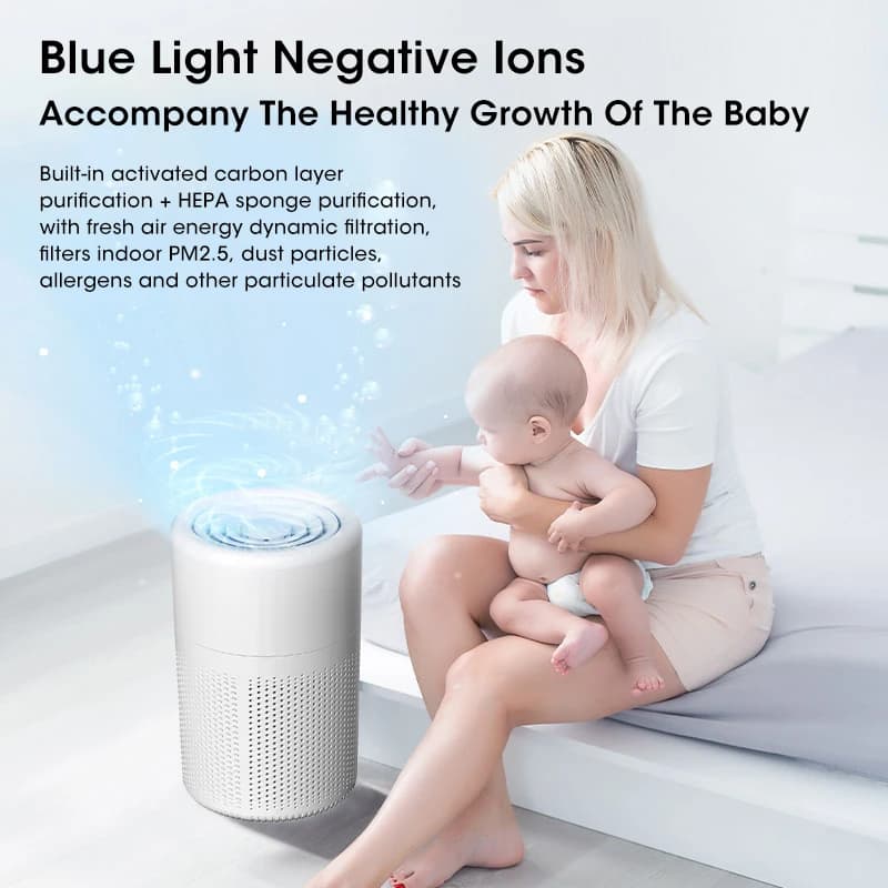 Portable USB Air Purifier with Blue Ion Technology