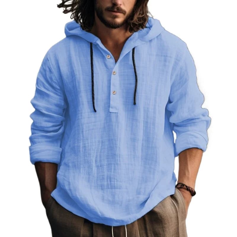 Men's Casual Linen Blend Hoodie Shirt