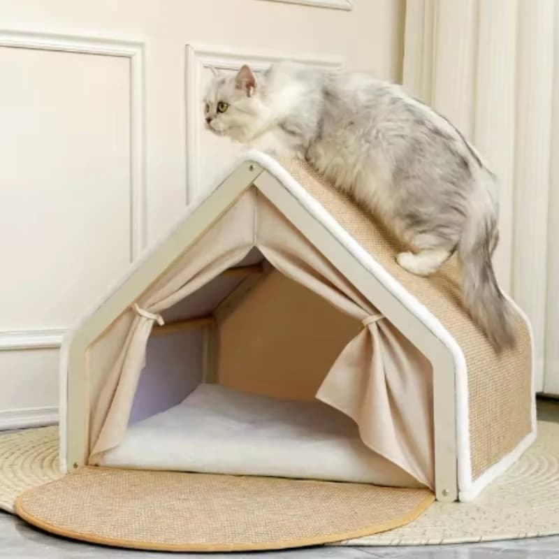 Wooden Cat Tent Villa Bed