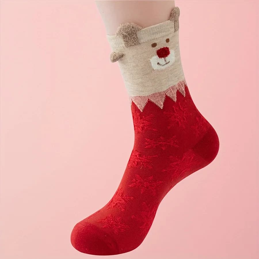 Women's Christmas Cartoon Long Socks, 3-Pair Set
