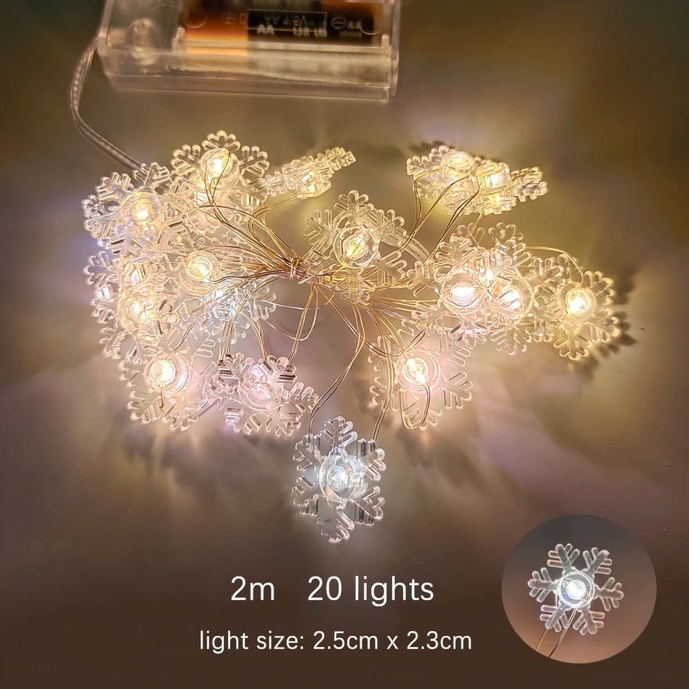 Christmas Led String Lights Santa Snowflake Garland