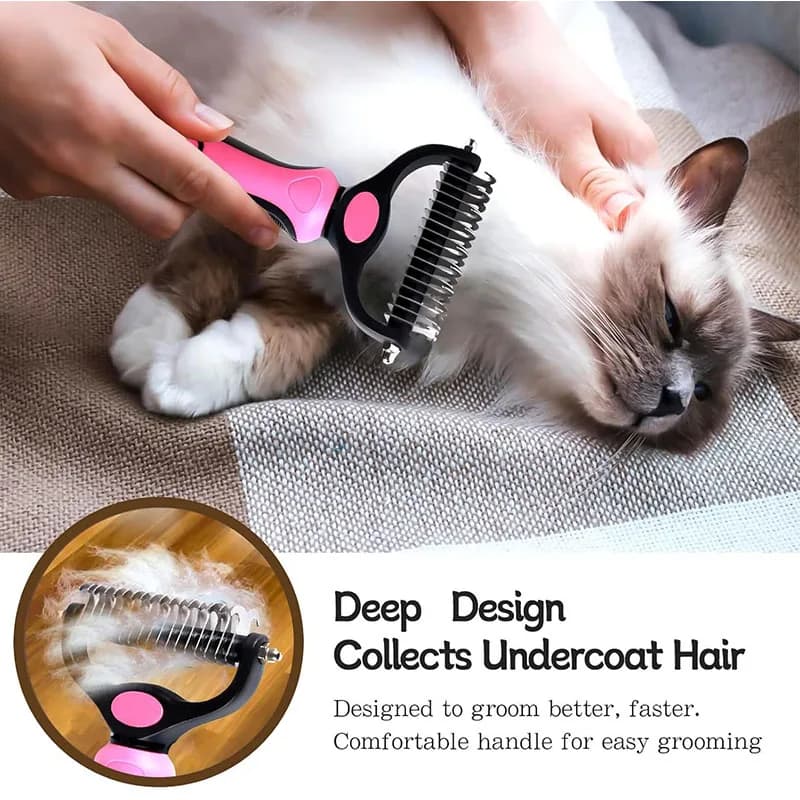 Pet Deshedding Brush with Self-Cleaning Button