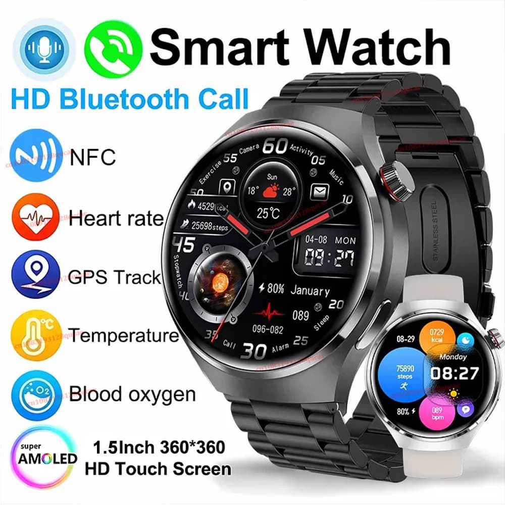 2026 New Smart Watch Men AMOLED HD Screen GPS Motion Trajectory Heart Rate Bluetooth Calls SmartWatch IP68 Waterproof Watch Ht30