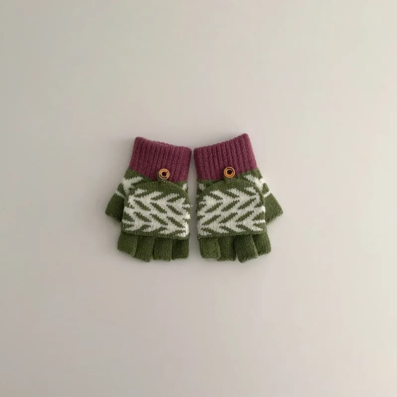 Kids Winter Five Finger Knit Gloves
