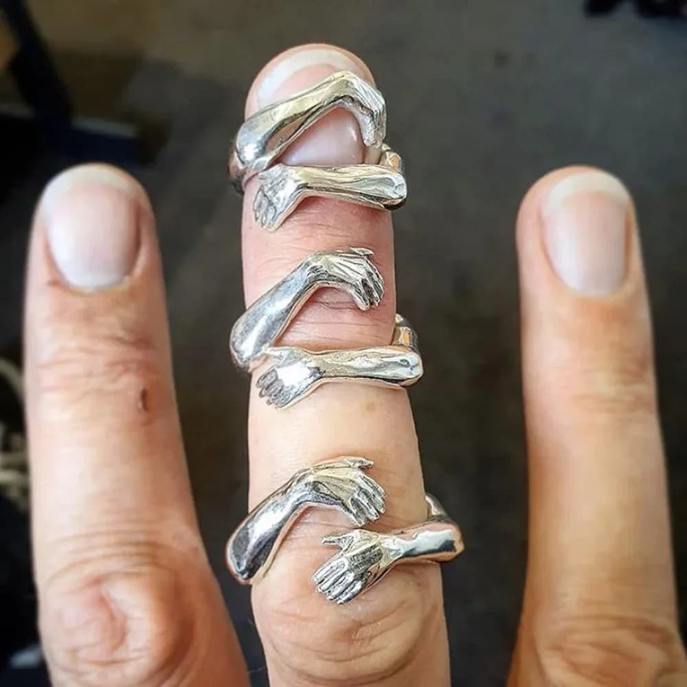 Hands Hug Open Adjustable Ring