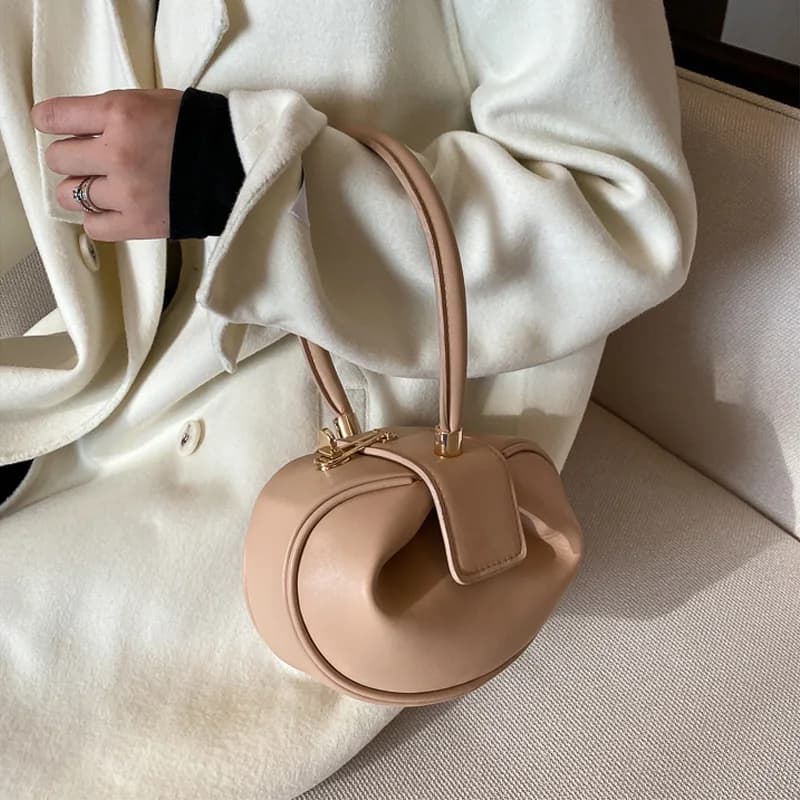 Luxury Designer Round Shoulder Bag PU Leather
