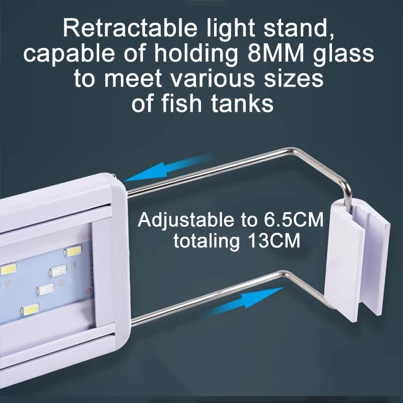 Aquarium LED Fish Tank Light, 3 Color Full Spectrum Adjustable Water Plant Lamp, Telescopic Clip-On Light for 18-75cm Aquariums