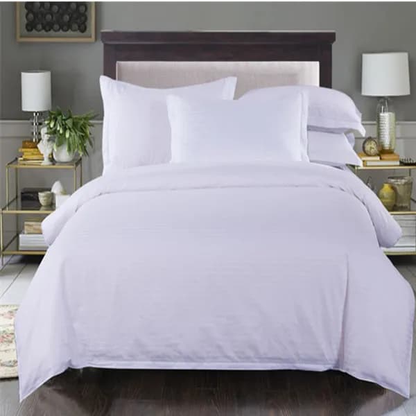 Pure White Striped Duvet Cover