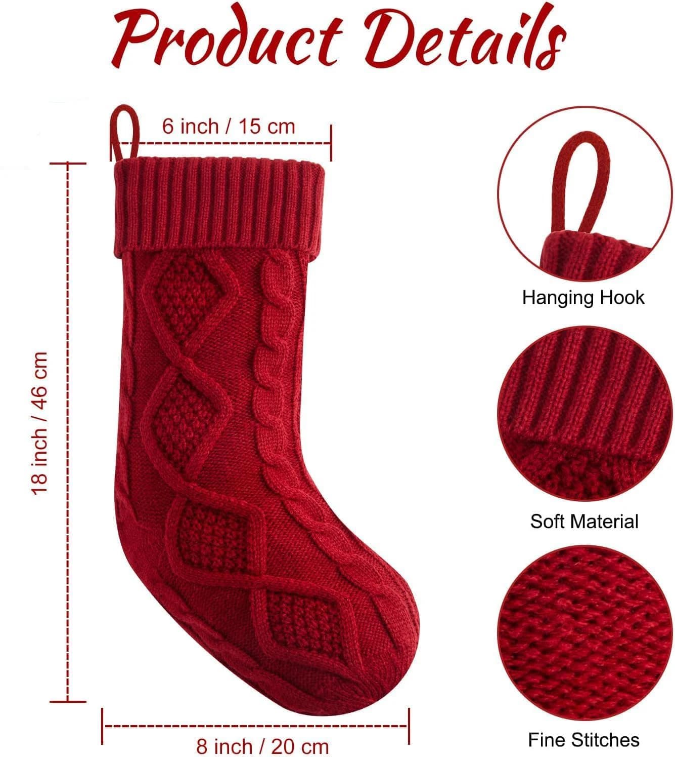 Knit Christmas Stockings with Santa Design