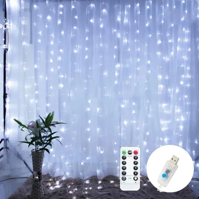Christmas Lights Led Decoration Fairy New Year's Decor for Room Garlands String Curtain Waterfalls Strip Bedrooms 2024 Noveltie