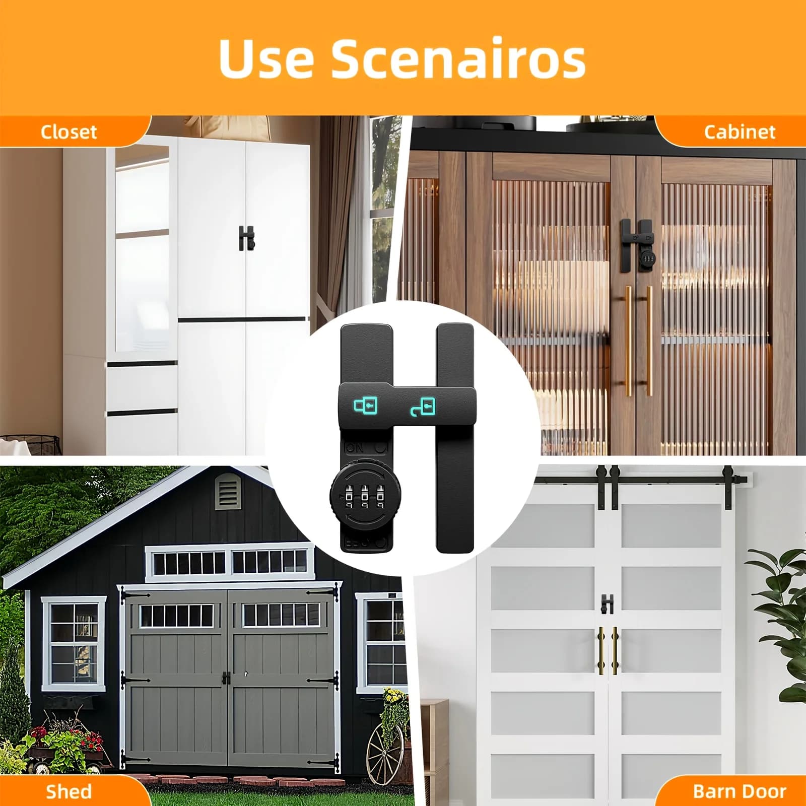 Password Combination Barn Door Lock