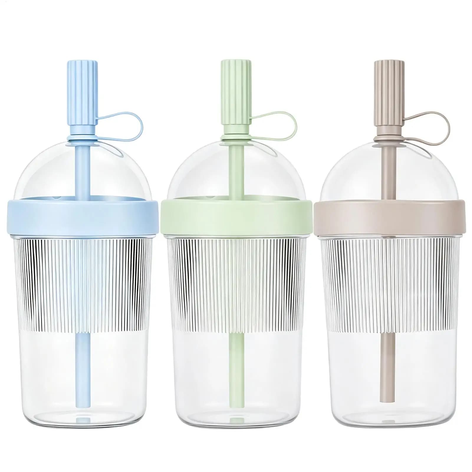 Coffee Cup With Lid Reusable 17oz Drink Mug With Lids Cold Drink Tumbler Transparent Straw Cup Tea Milk Mug For Home Office Gym