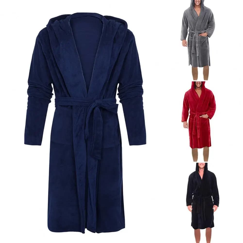 Men's Hooded Fleece Bathrobe
