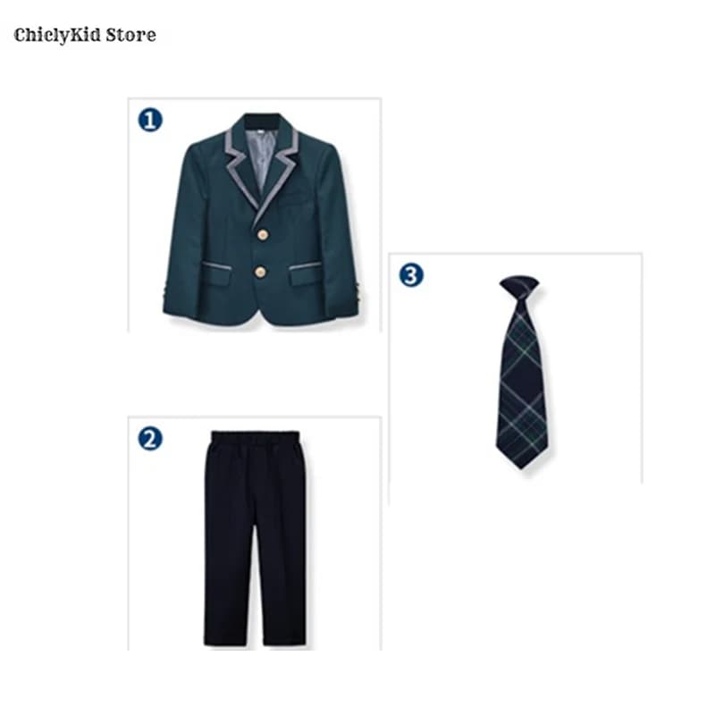 Kids Formal Uniform Blazer Pants Skirt Tie Set