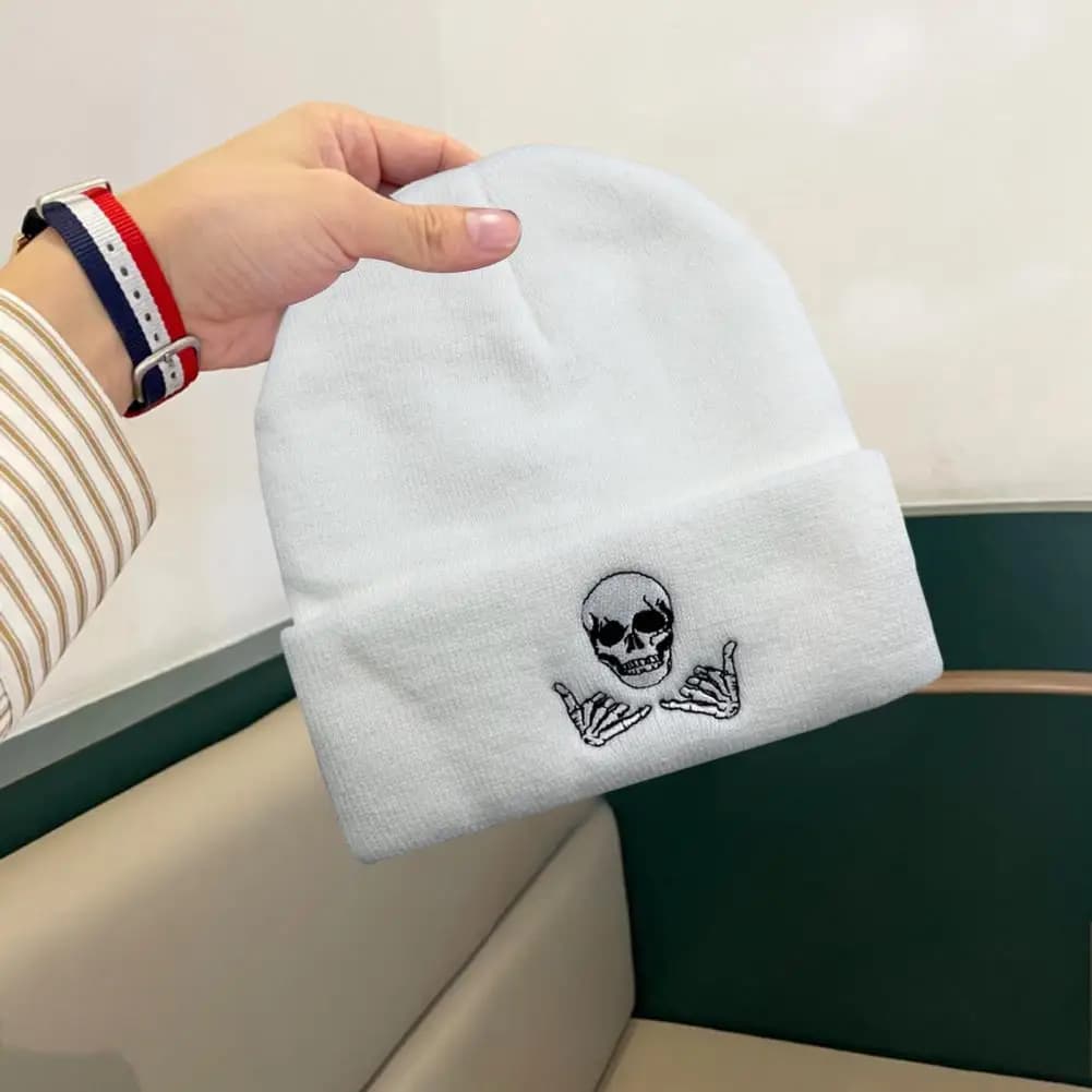 Embroidered Knit Winter Beanie Hat