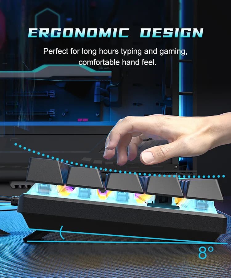Teclado Mecánico 60% Gaming Keyboard Gamer Mechanical Keyboards PC Teclados Laptop Oficina Mini Key Board Klavye Teclas White