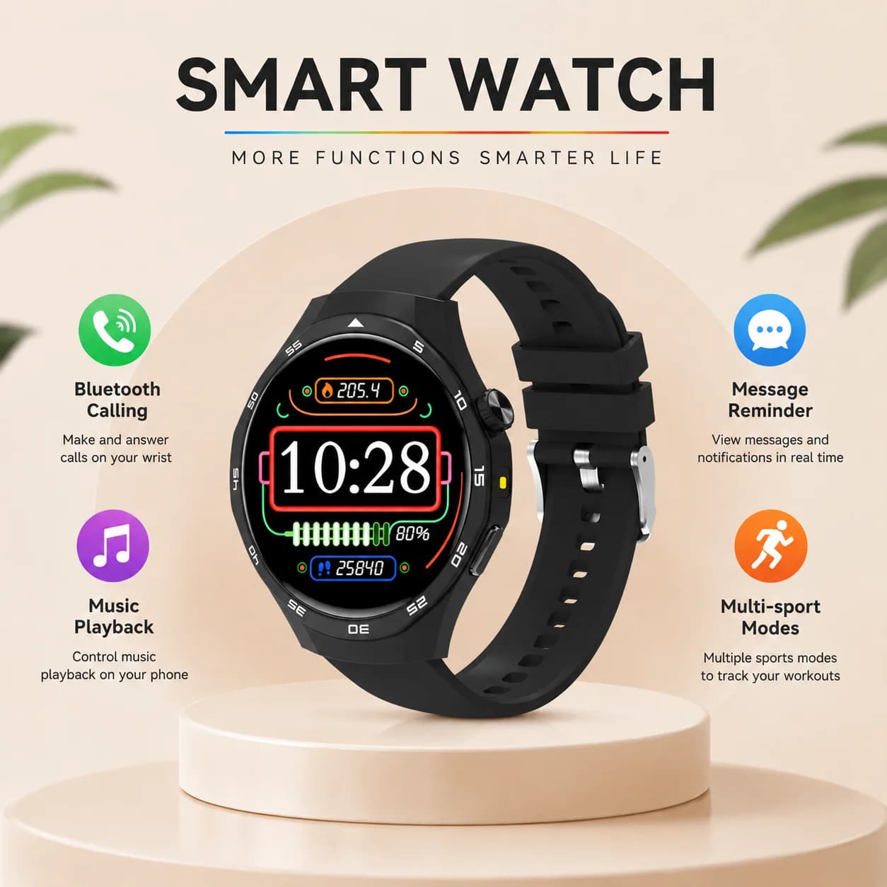 Smart Watch 2026 1.50 inch HD Screen Bluetooth Call Message Reminder Life WaterProof Multi-Sport Mode  Men Women Perfect Gift