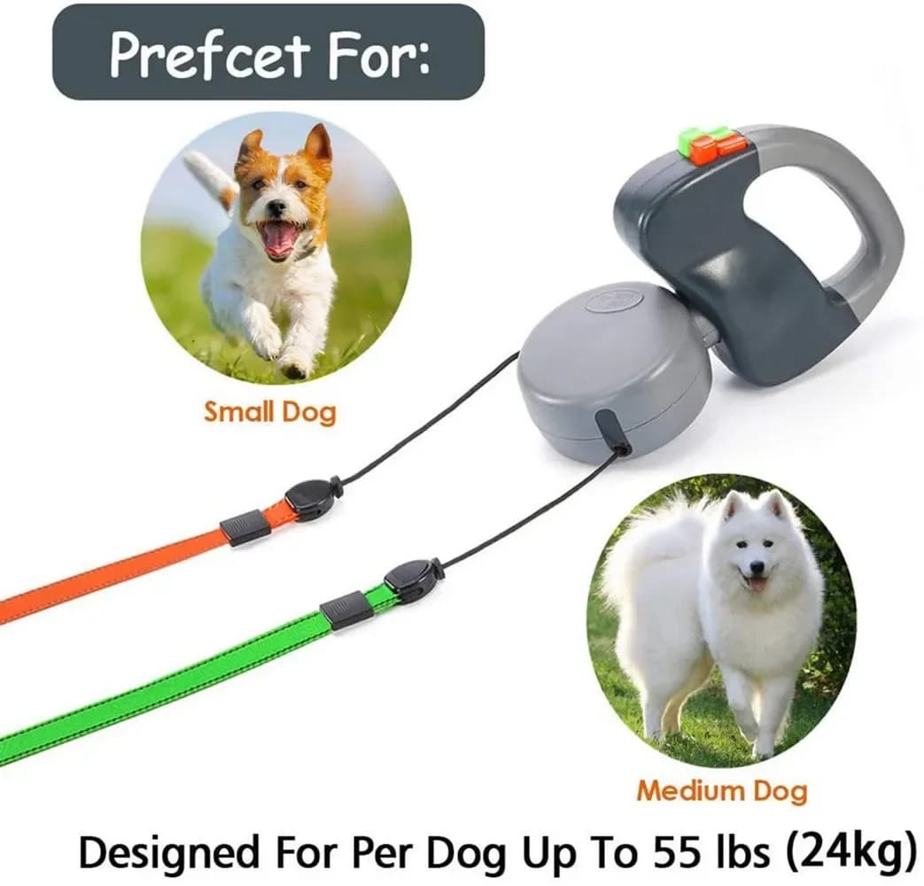 Dual Line Retractable Dog Leash 3M