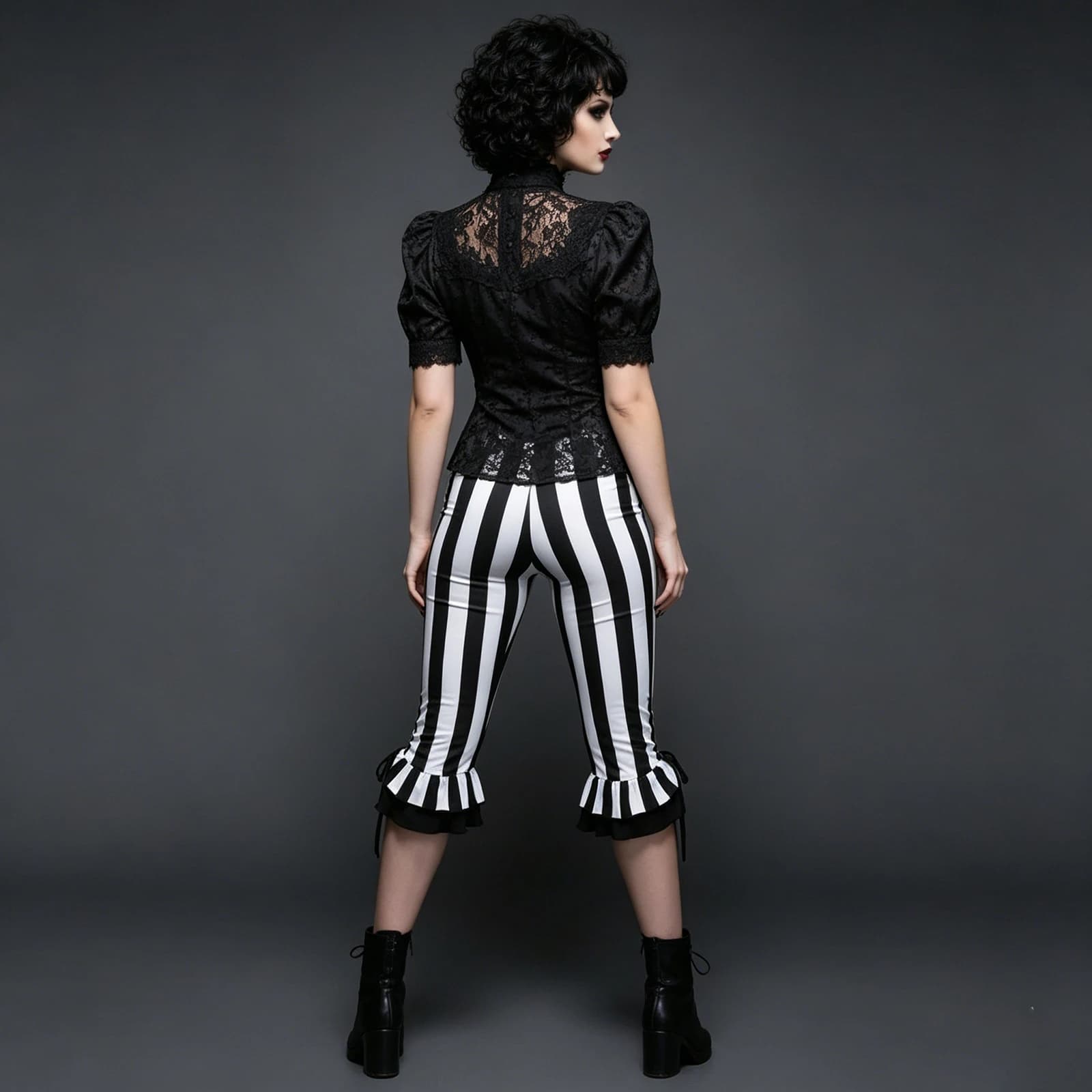 Women's Striped Bell Bottom Capri Pants