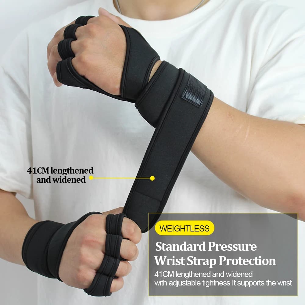 Gym Gloves with Wrist Wrap, Full Protection, Super Breathable Weight Lifting Workout Gloves Exercise Cross Training Cycling