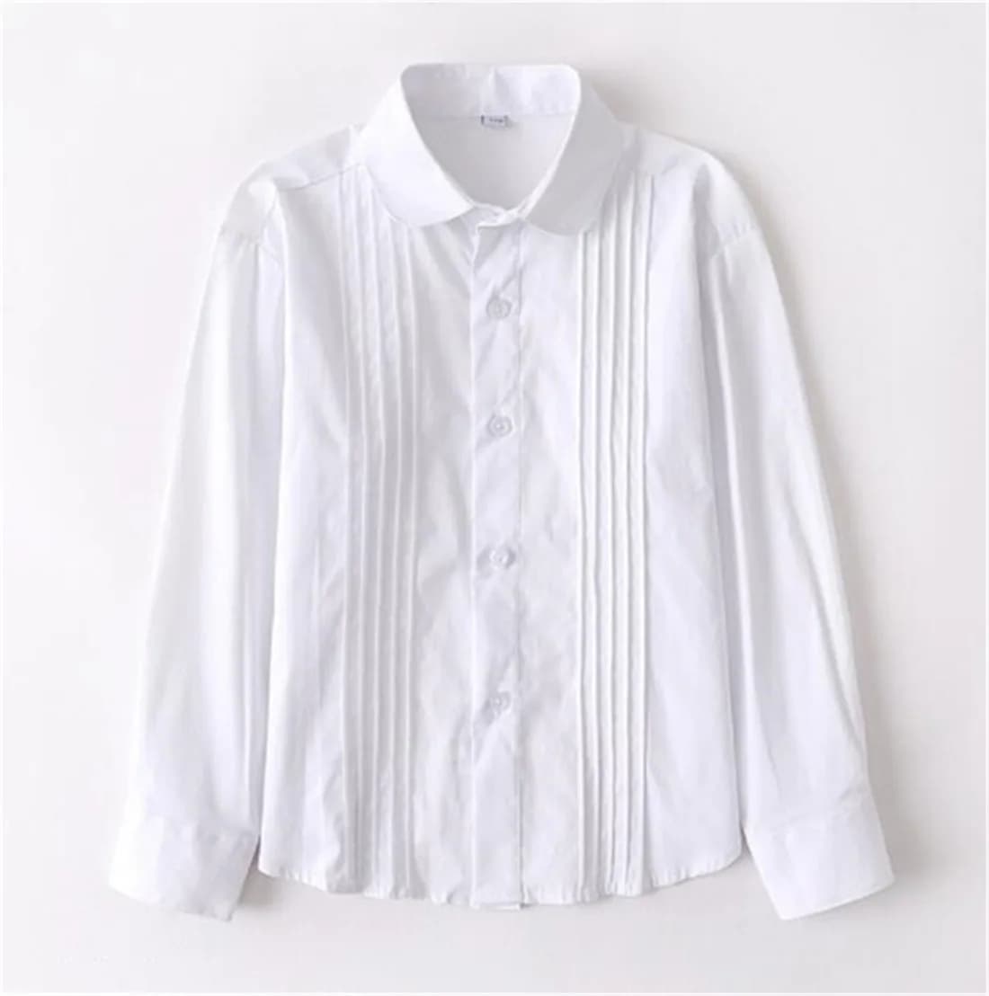 Girls White Long Sleeve School Uniform Cotton Blouse