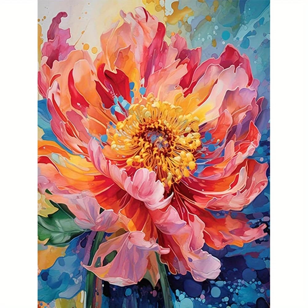 Painting By Numbers Peony Flower Canvas Kit