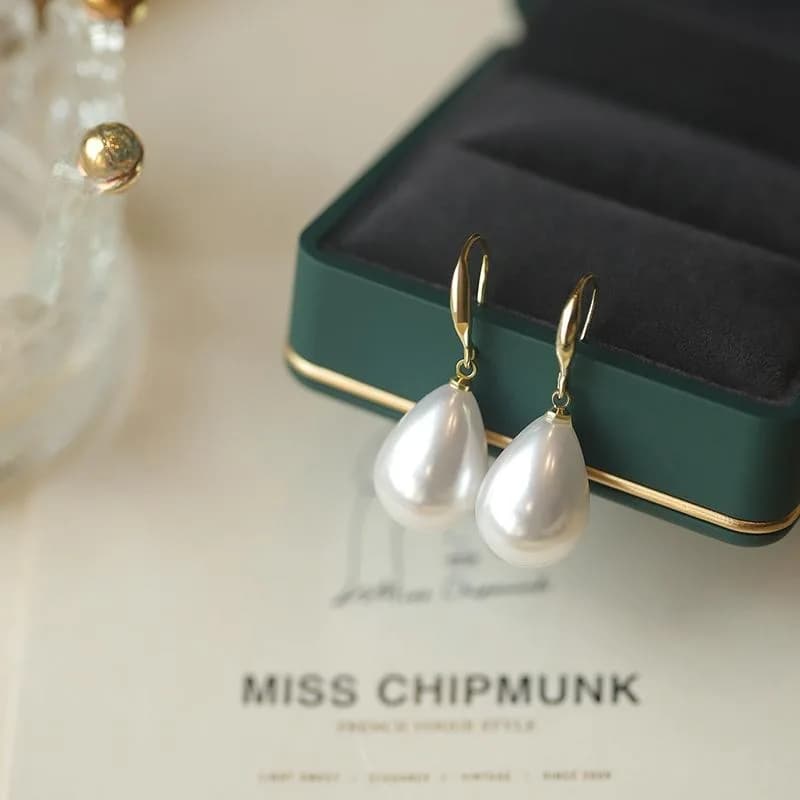 Water Drop Pearl Hook Earrings
