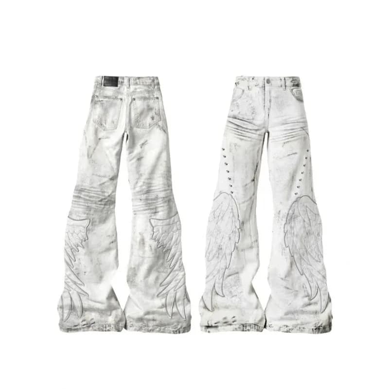 Men's White Wide Leg Casual Jeans