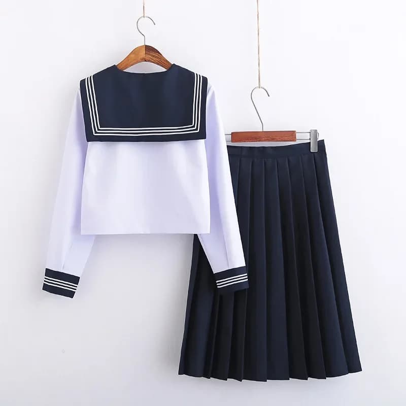 White Japanese Sailor School Uniform For Girls