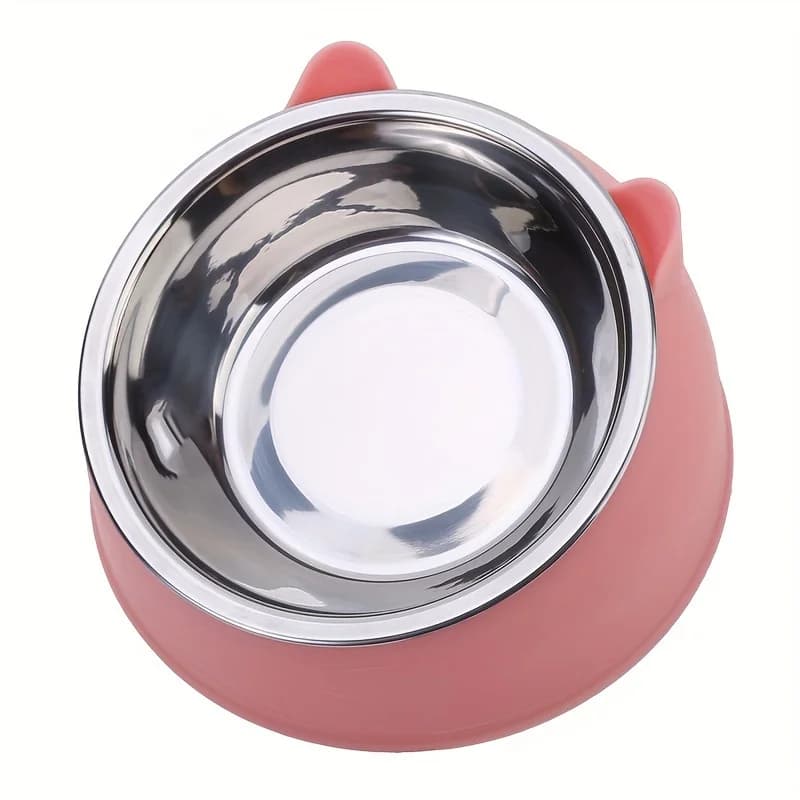 Stainless Steel Cat Ear Dual Bowl Feeder