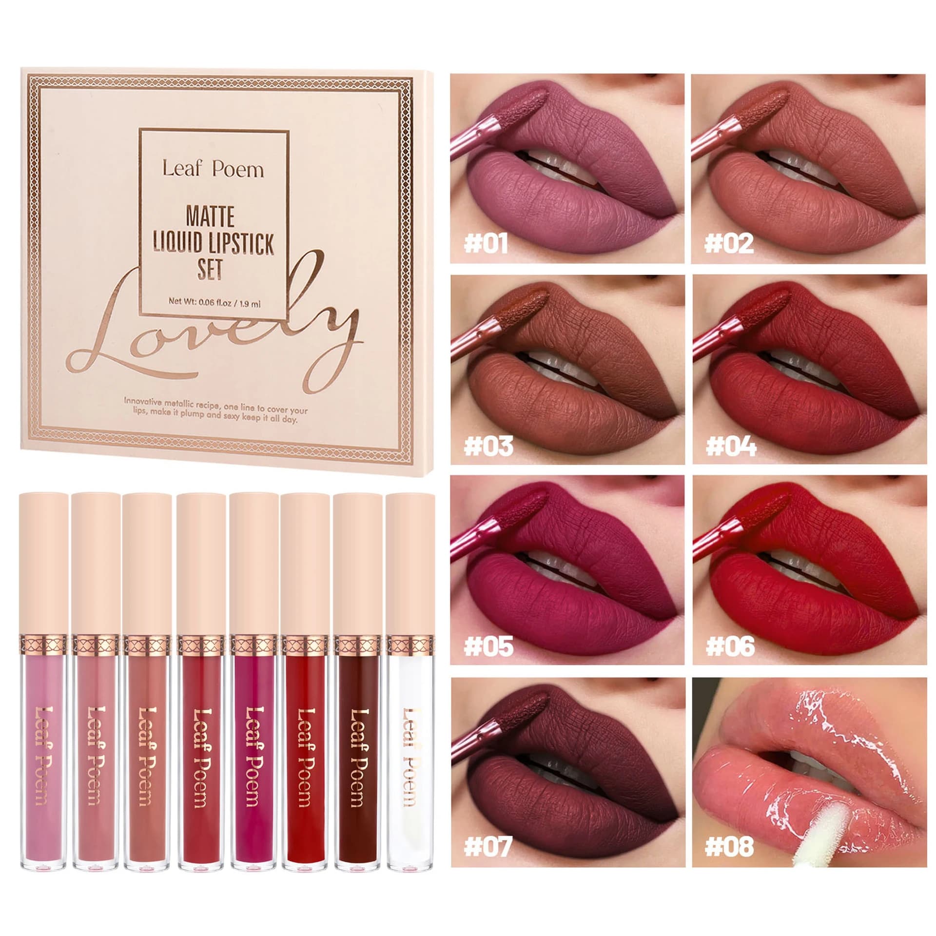 8-Piece Matte Liquid Lipstick and Glaze Set
