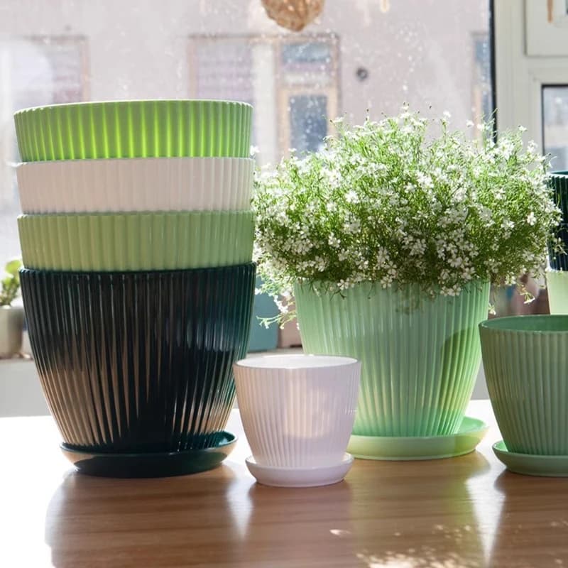 Plastic Indoor Planter Pot with Tray