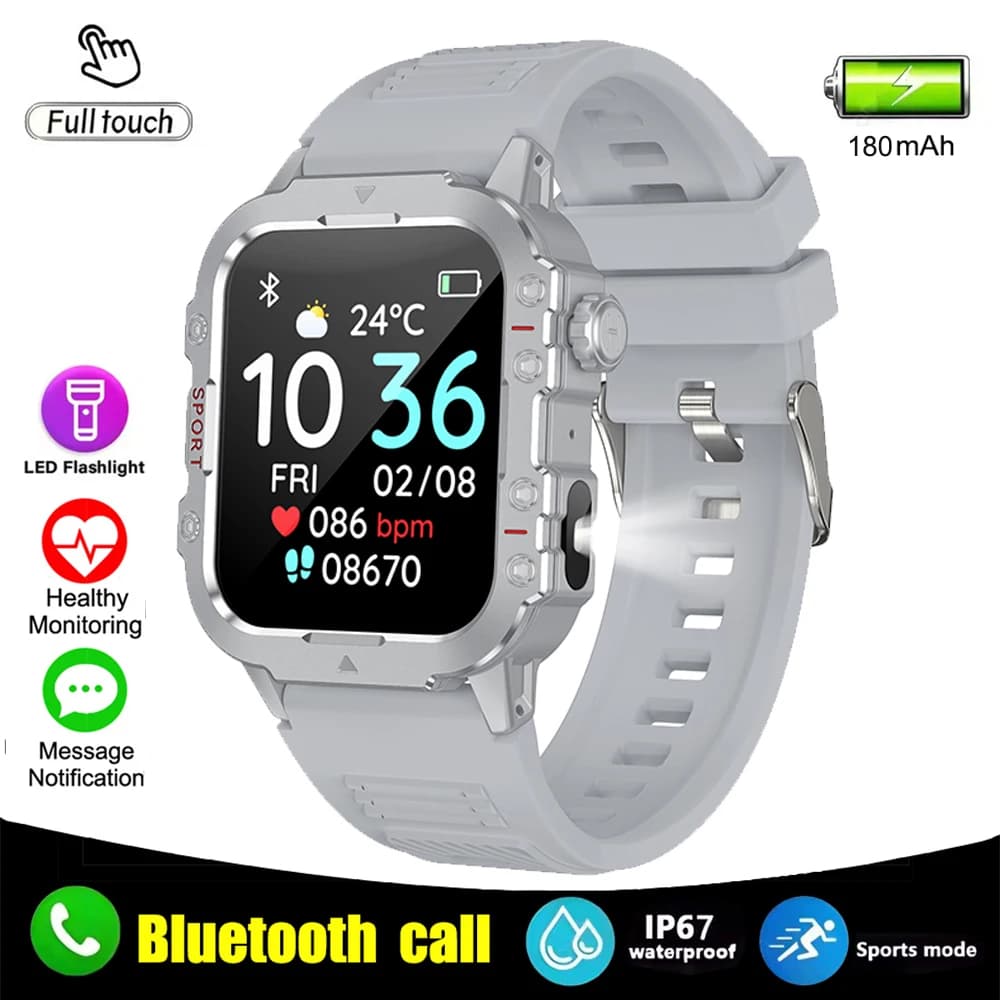2026 New Military Smart Watch Men IP67 3ATM Outdoor Sports Fitness Tracker Health Monitor 1.44Inch BT Call Smartwatch