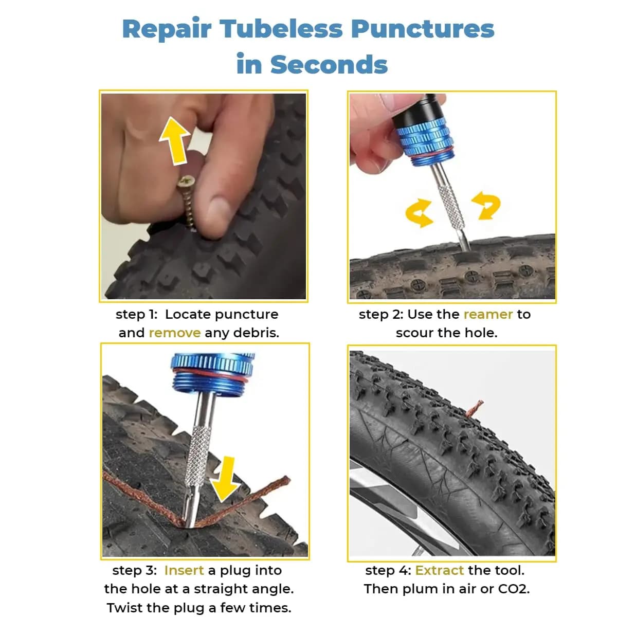 Tubeless Tire Repair Kit with Reamer