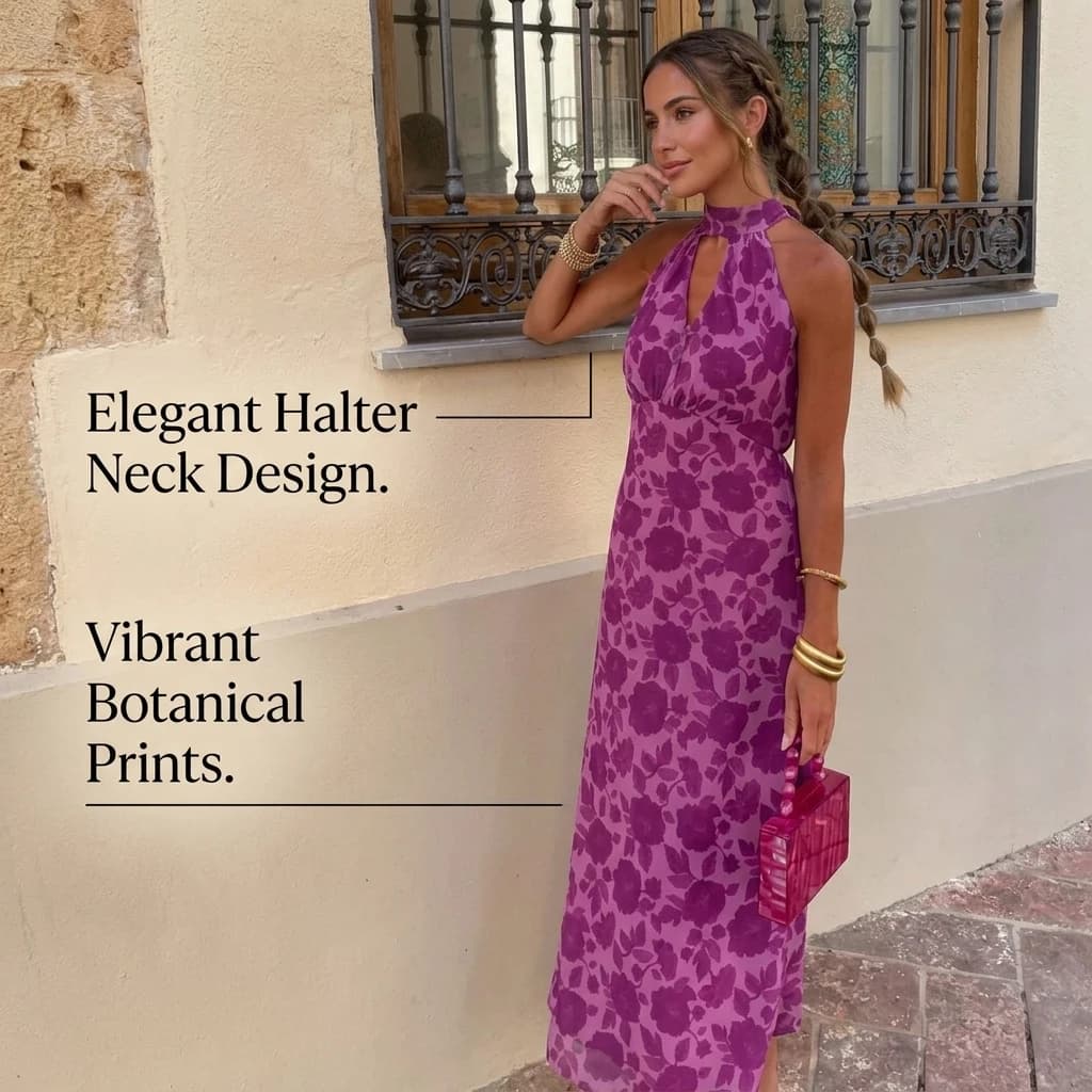 Floral Halter Maxi Dress