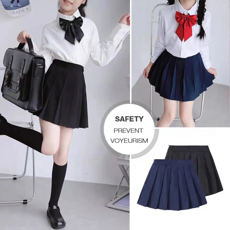 Girls Pleated Plaid Winter Wool Skirt