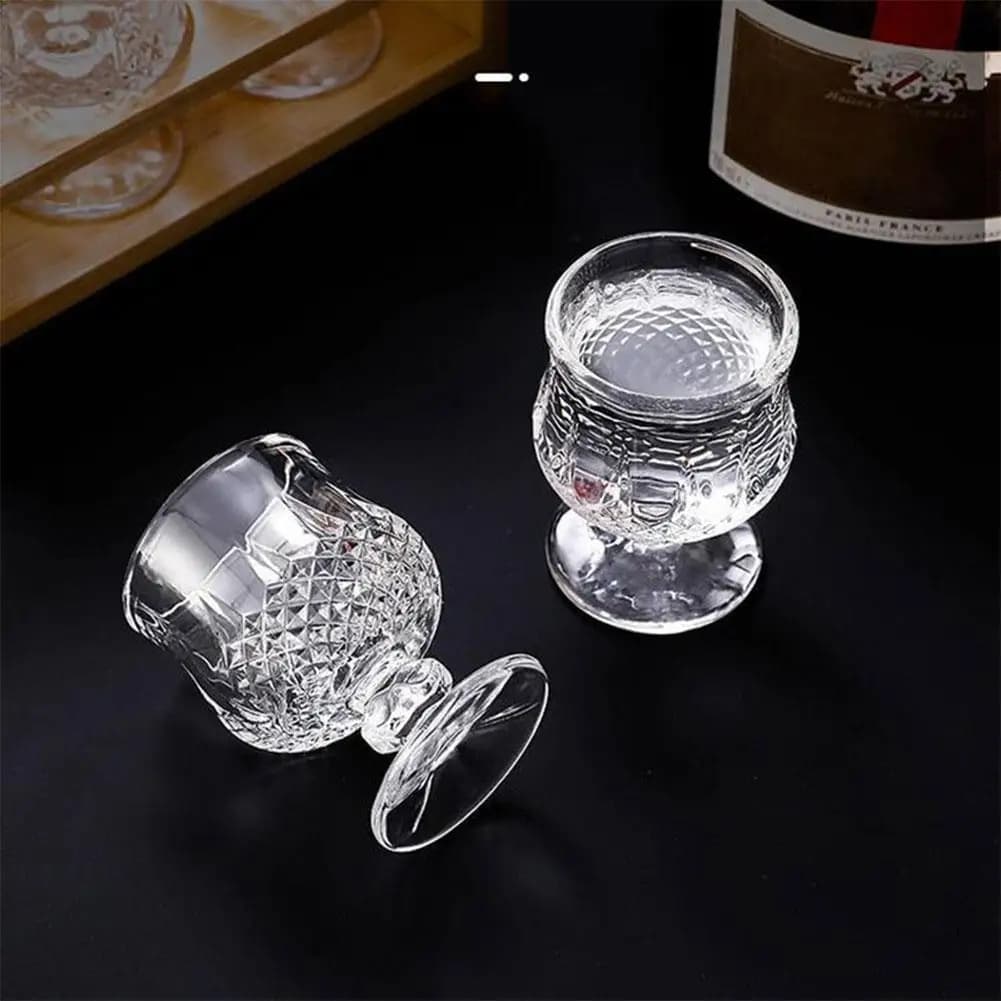 Diamond Cut Glass Goblets Set of 6