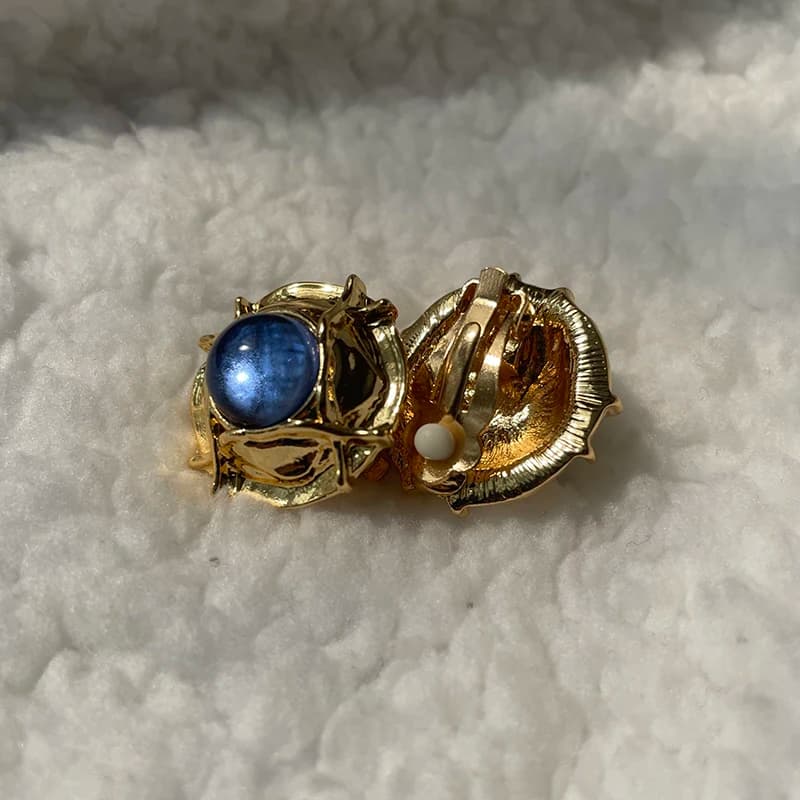 Blue and Gold Vintage Stud Earrings