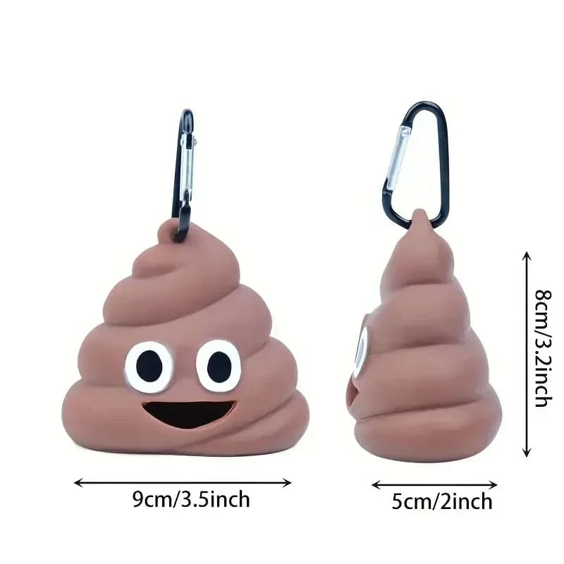 Poop Shaped Waste Bag Holder with Leash Clip