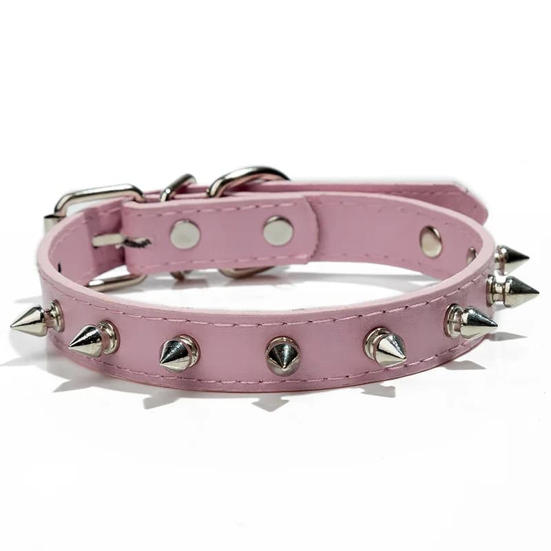Adjustable PU Leather Spiked Dog Collar